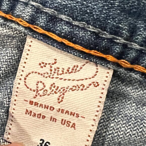 Vintage Y2K True Religion Jeans sz 36 Button Fly Distressed Grunge (READ) - Picture 2 of 12